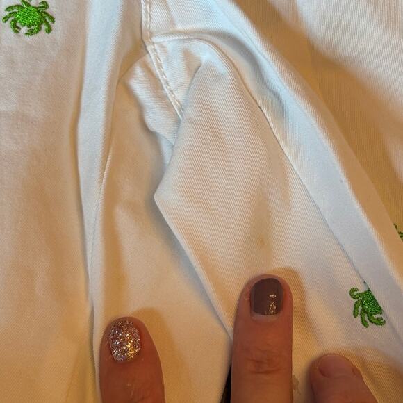 Lilly Pulitzer Size 6 Capri Pants Palm Beach Fit Embroidered Crab White Green - Picture 5 of 13